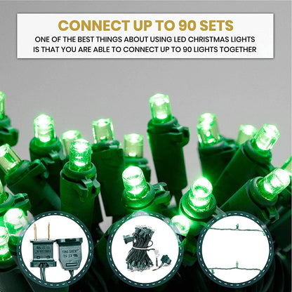 50 LED Mini Christmas String Lights 120V UL588 (50, Green)