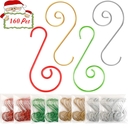 Christmas Ornament Hooks 160 Pcs Christmas Tree Ornament Hangers Hooks for Xmas Tree Decorations,Mix Colors