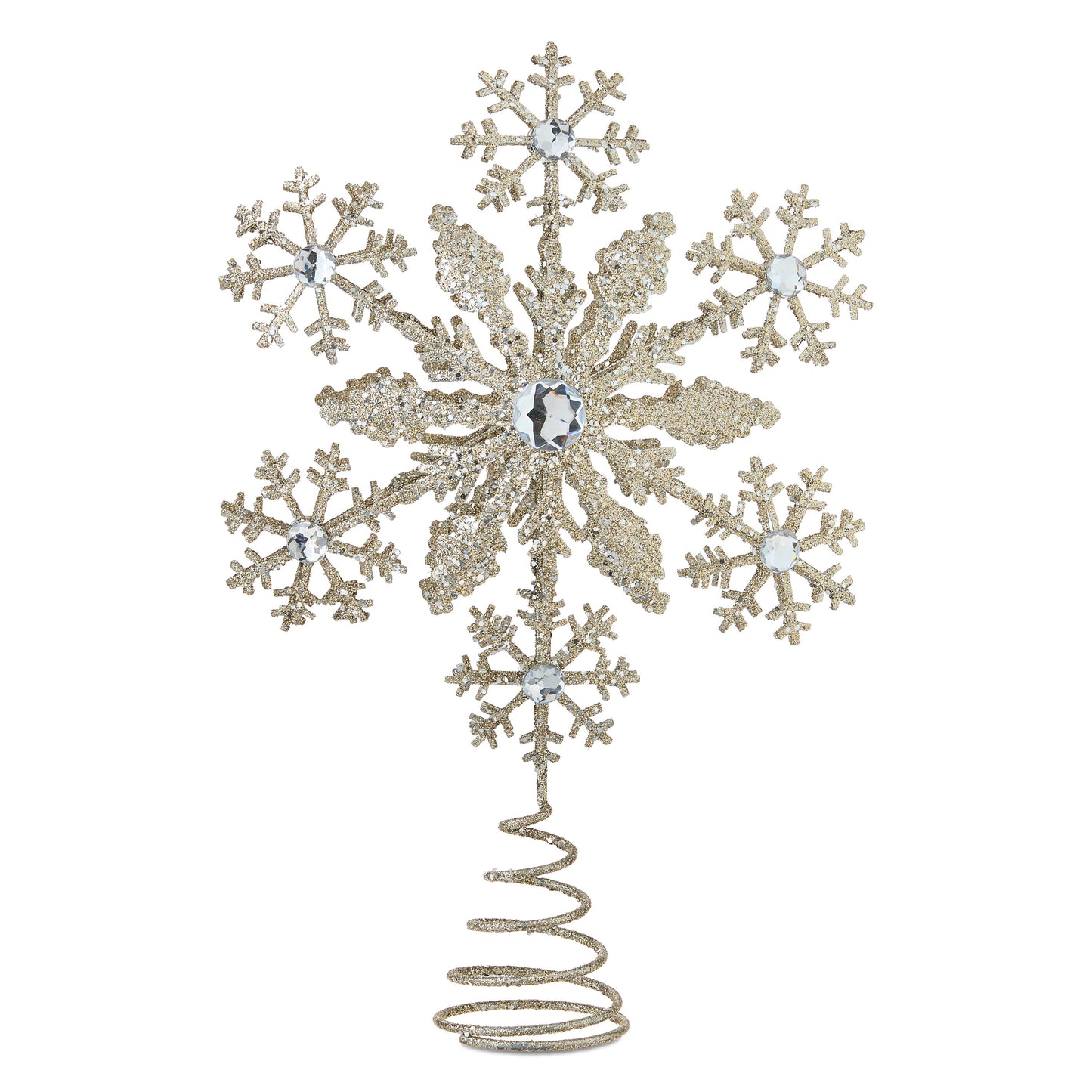 Metal Snowflake Christmas Tree Topper, Gold, 10.5", by