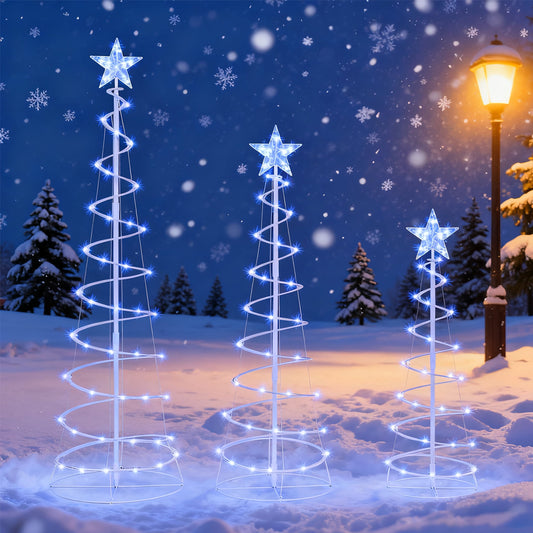 3 Pack Spiral Tree Christmas Decoration Outdoor,218 LED Christmas Tree Light Decorations,Christmas Yard Light with Stakes Decorations Outdoor Holiday Decor