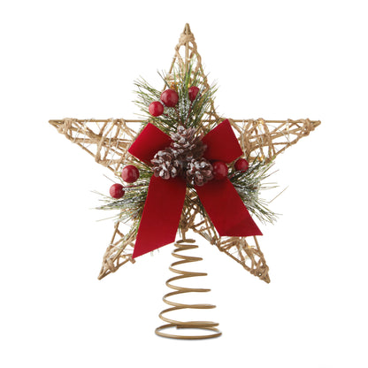 LED Star Christmas Tree Topper, Brown, 10", by