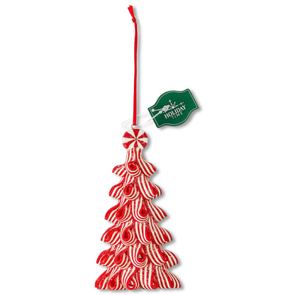 Red and White Ribbon Candy Christmas Tree Ornament, 4.5", by