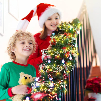 10 Feet 30 LED Christmas Light Metal Berry Beaded Garland Indoor Christmas String Lights for Fireplace Mantel Indoor Xma Light Decorations(White)