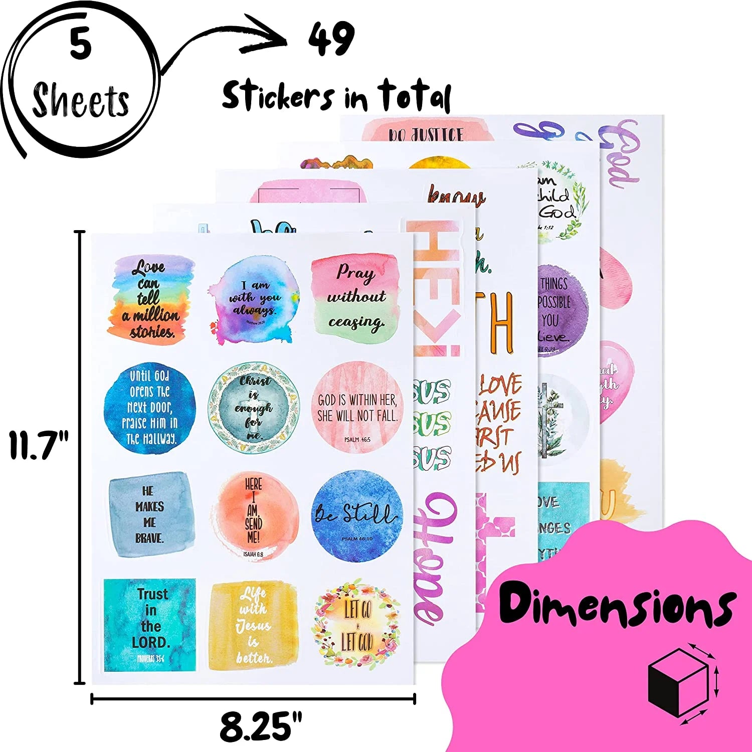 - Christian Stickers, 49 Pcs, Religious Stickers, Jesus Stickers, Bible Stickers, Assorted Color
