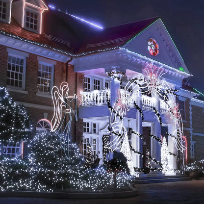 200LED Christmas Lights Outdoor,  66Ft Christmas Lights Plug in Green Wire, 8 Modes Waterproof Fairy String Lights for Xmas Wedding Party Christmas Indoor Decoration,White