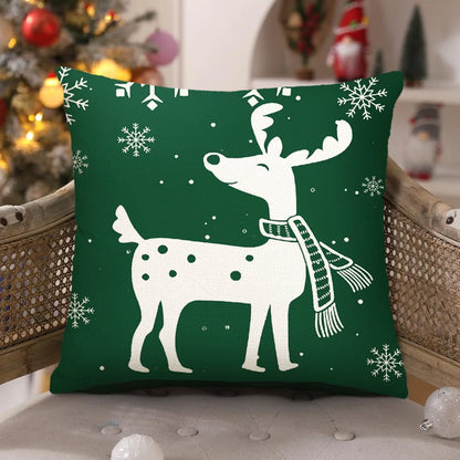 Christmas Throw Pillow Covers 18''X18'' Set of 4 Decorative Holiday Pillows Cover Cases Farmhouse Decor for Xmas Decoration Home Couch Sofa, Green