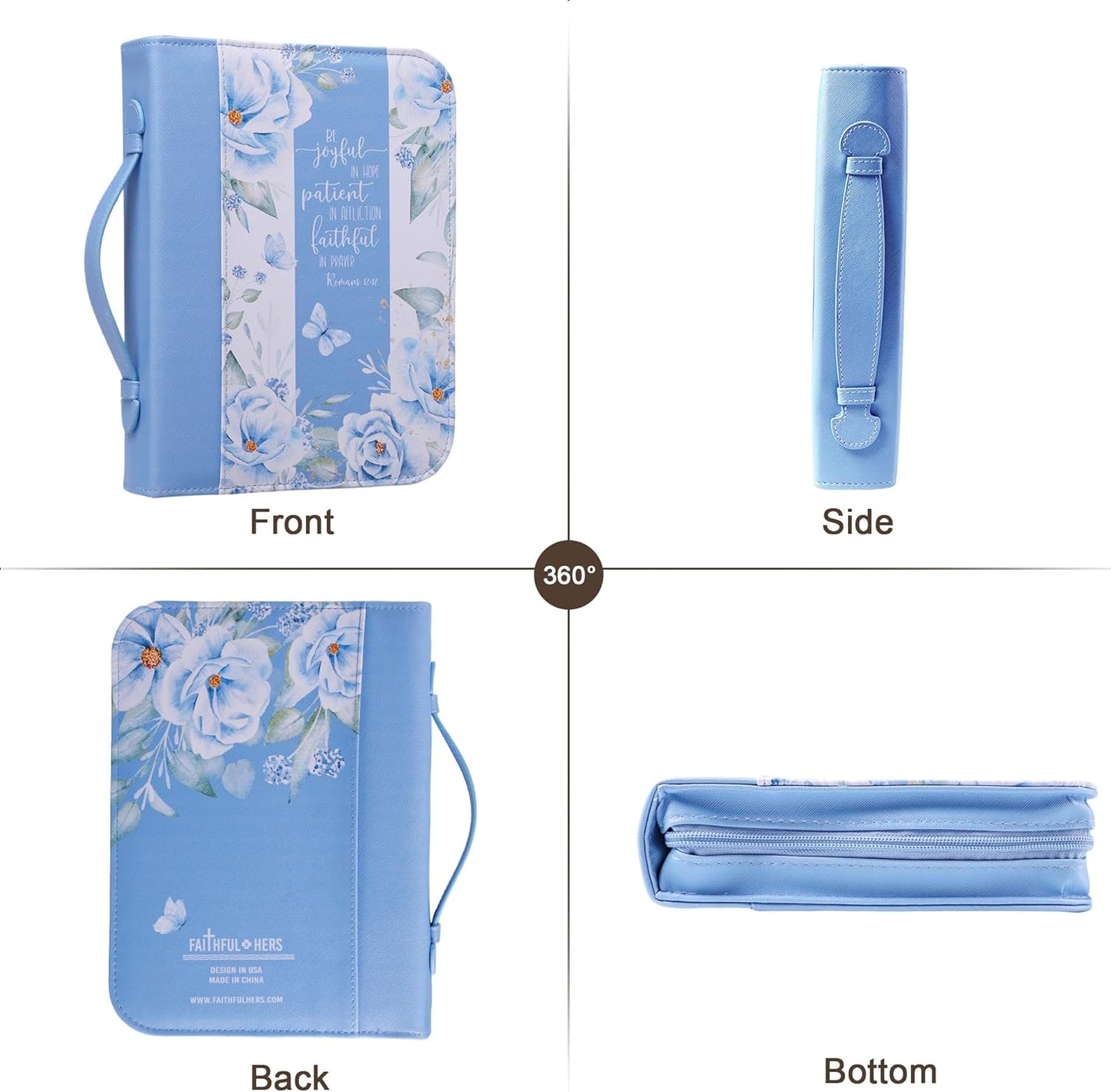 Bible Cover Case for Women PU Leather Woman Book Carrying Bag Bible Study Sipples Accessories with PU Bookmark Journaling Kit Christian Gifts