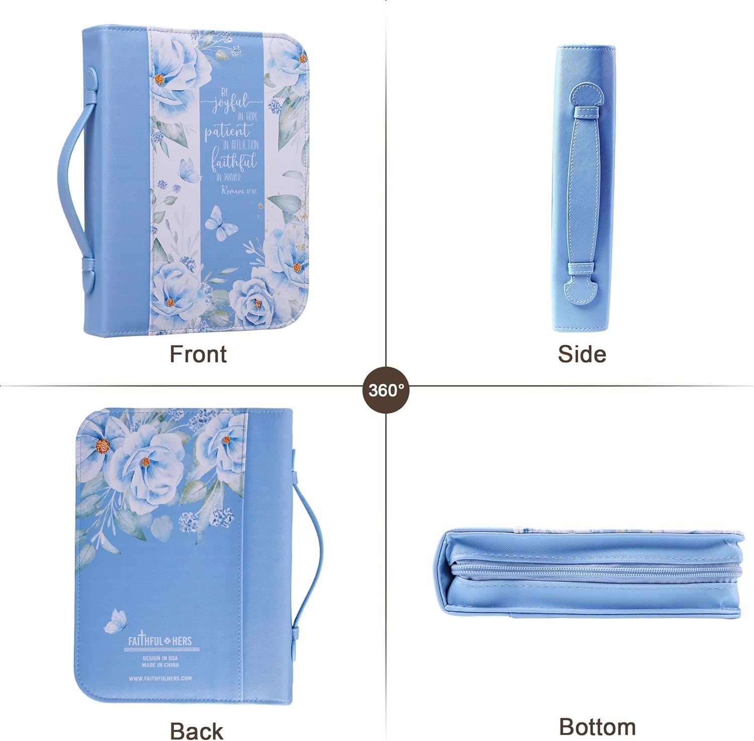 Bible Cover Case for Women PU Leather Woman Book Carrying Bag Bible Study Sipples Accessories with PU Bookmark Journaling Kit Christian Gifts