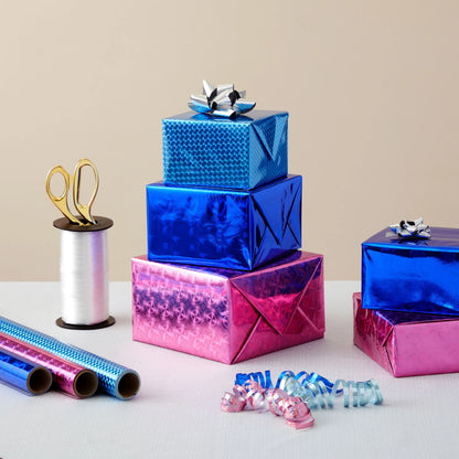 Holographic Wrapping Paper - Iridescent, Metallic Gift Wrap for Birthday, Christmas (3 Rolls, 3 Designs, 208 X 17.3 in per Roll, 73.5 Sq Ft Total)