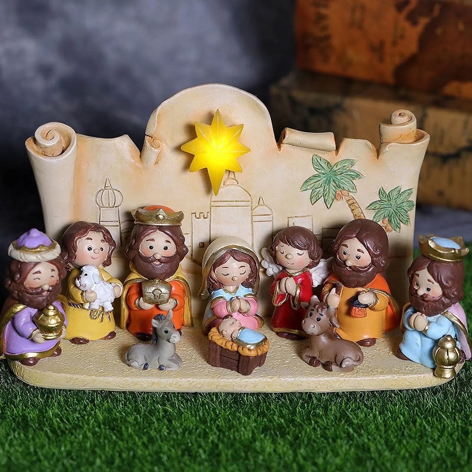 4.3 Inch Nativity Resin Knick-Knack Set of 11