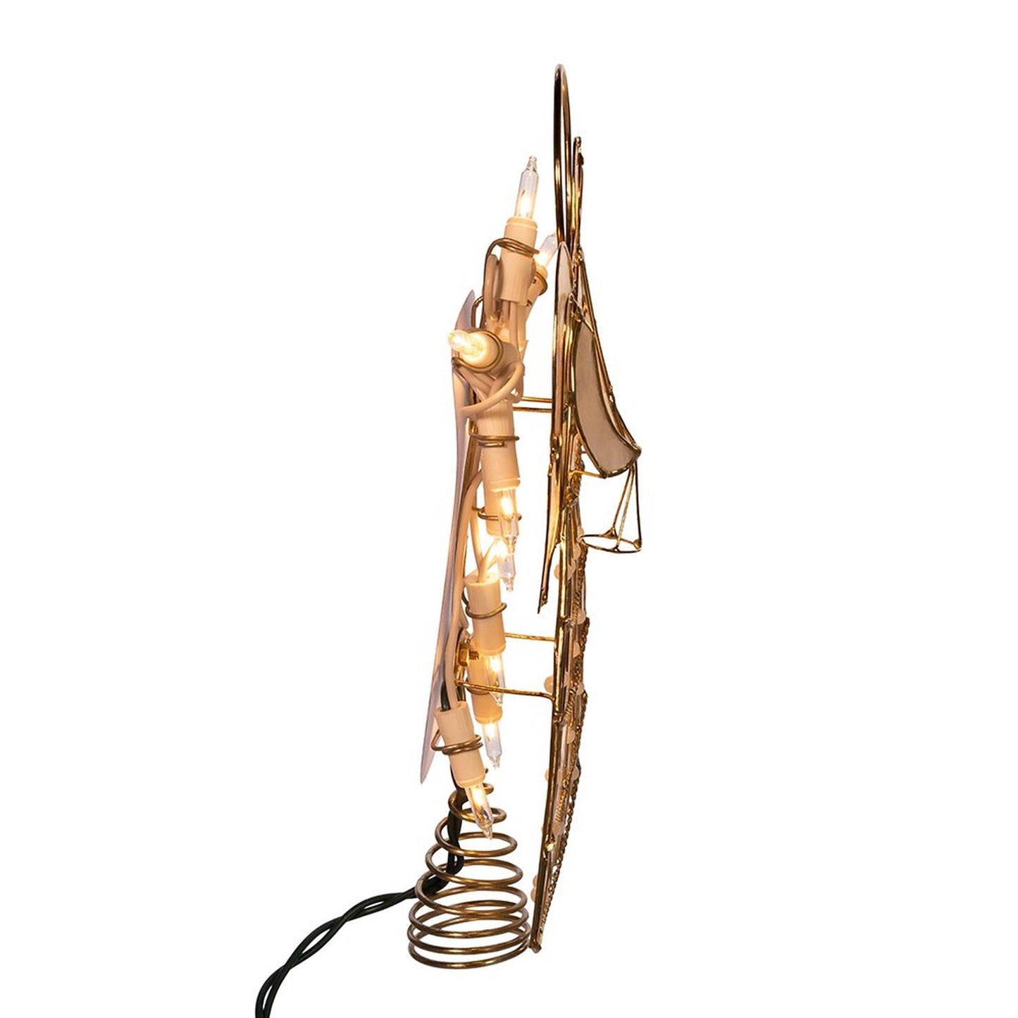 Kurt Adler UL3113 10-Light Capiz Angel Treetop with Vines and Pearls, 9.75-Inch