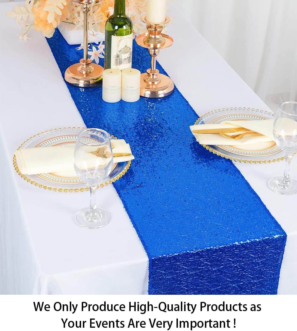 Sequin Table Runner - 12X72-Inch Blue Sparkle Table Cover/Overlay for Party Decoration (Royal Blue)
