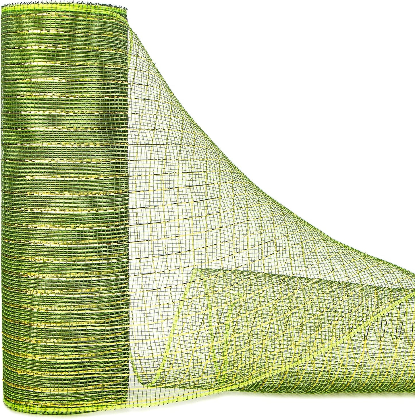 Moss Green Metallic Mesh Ribbon,10 Inch X 30 Feet(10Yard), Moss Green with Gold Foil, Christmas Ribbon for Wreath Swags and Christmas Tree Decoration