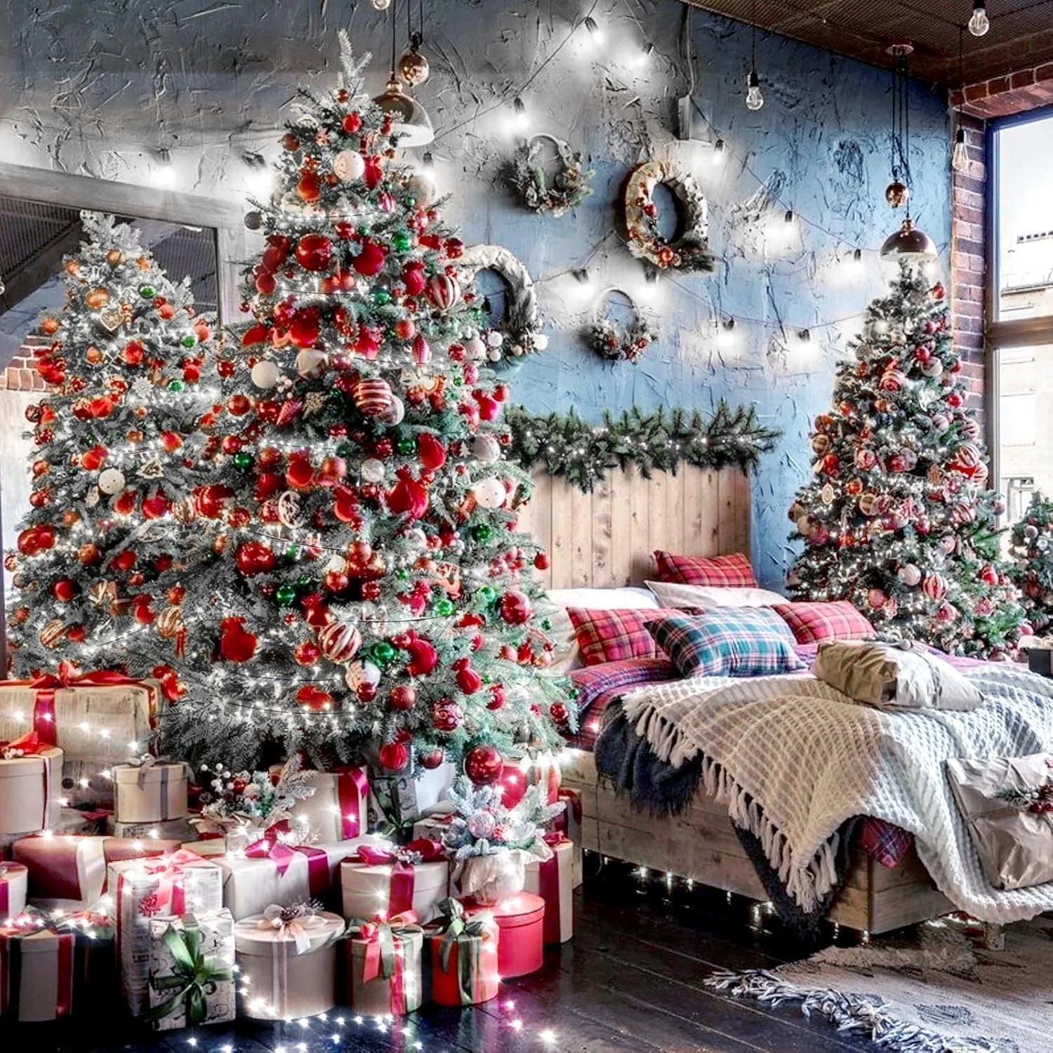 66Ft 200 LED Plug in Christmas Lights Green Wire Twinkle Christmas Tree Lights, White