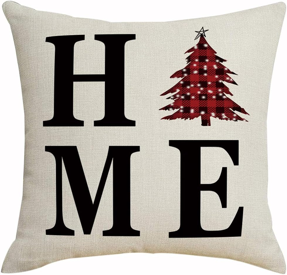 18X18 Christmas Snow Home Throw Pillow Covers,Decorative Farmhouse Outdoor Believe Silent Night Xmas Christmas Pillow Shams Cases Slipcovers Set of 4 for Couch Sofa