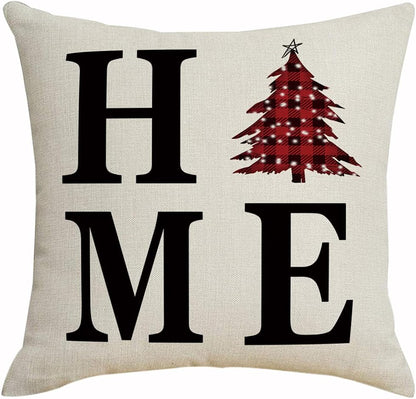 18X18 Christmas Snow Home Throw Pillow Covers,Decorative Farmhouse Outdoor Believe Silent Night Xmas Christmas Pillow Shams Cases Slipcovers Set of 4 for Couch Sofa