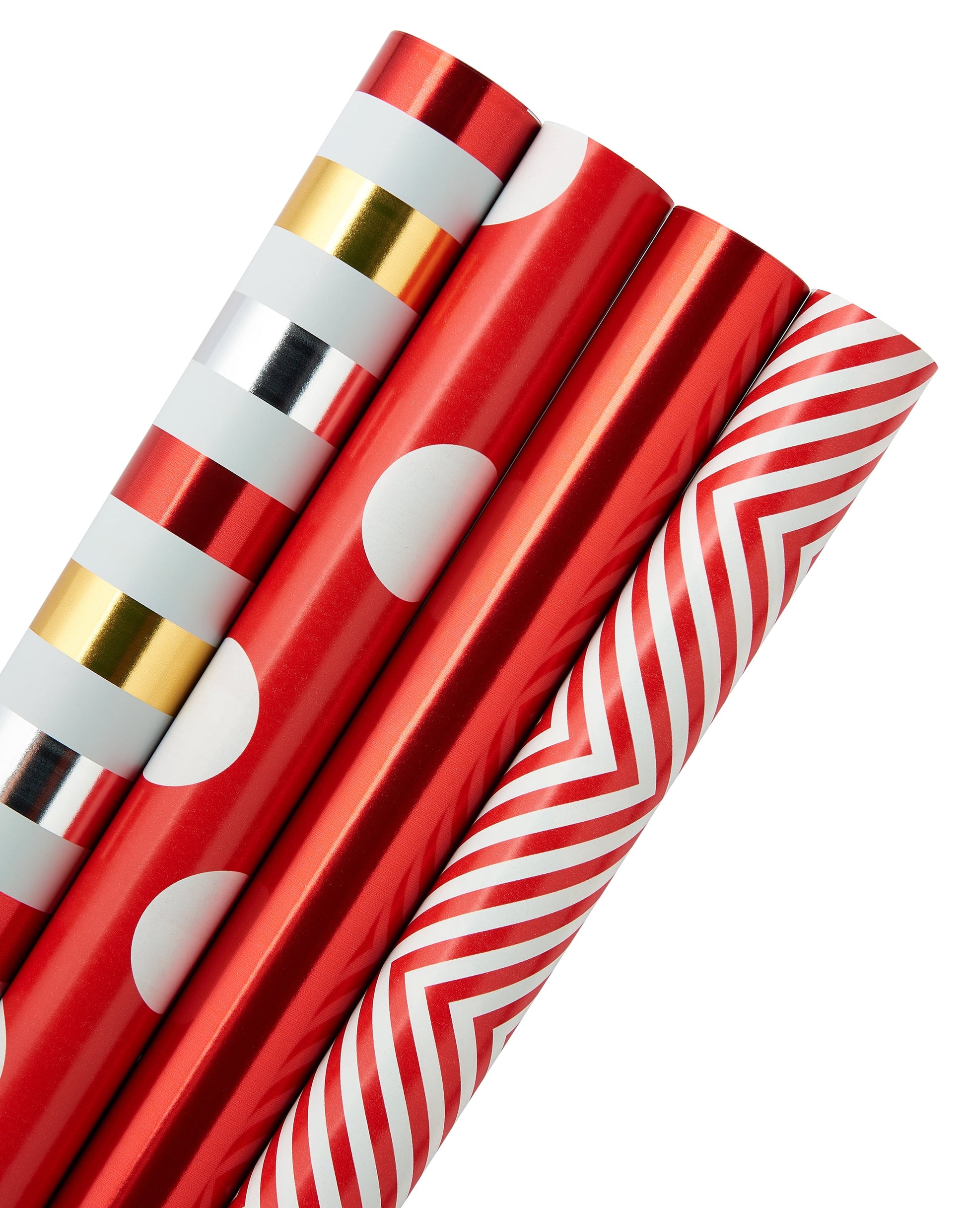 Reversible All-Occasion Wrapping Paper, Red and Gold Patterns (4 Rolls, 120 Sq. Ft)