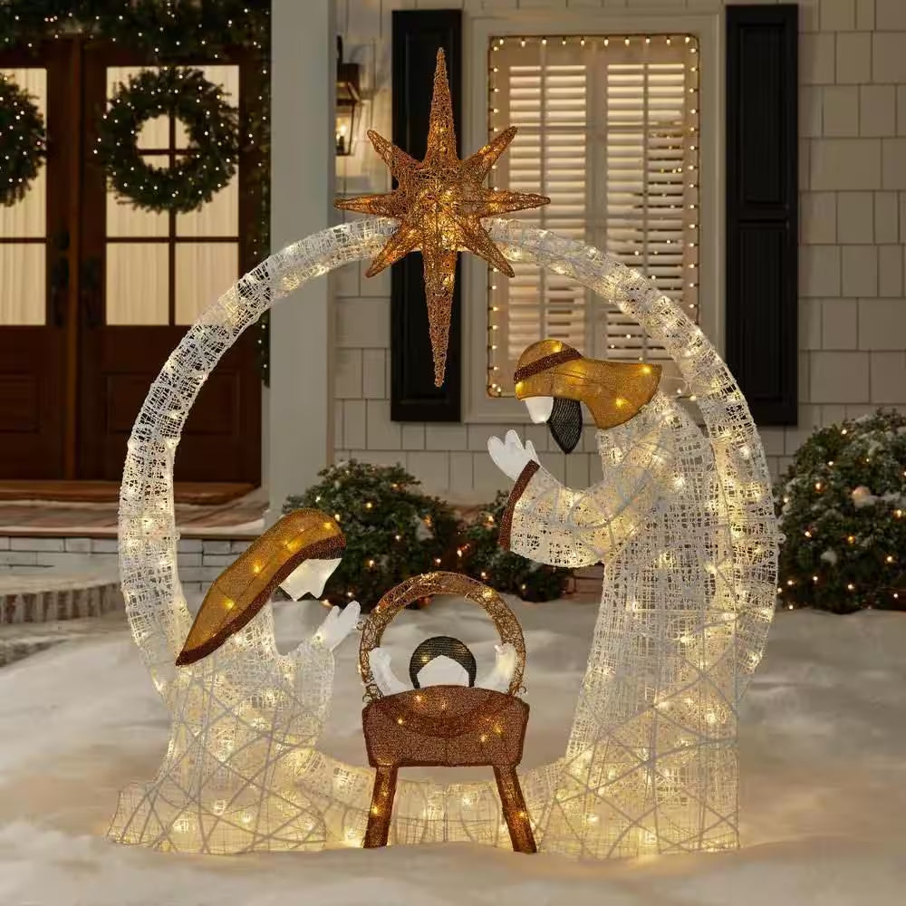 5.5 Ft. Polar Wishes LED Nativity Scene Holiday Yard Decoration Y45