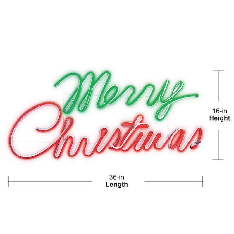 16-In Staybright LED Neon Flex Merry Christmas Sign Decoration
