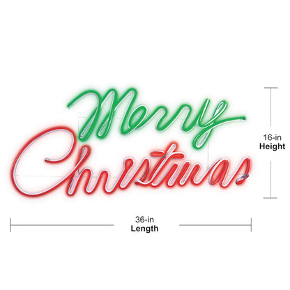 16-In Staybright LED Neon Flex Merry Christmas Sign Decoration