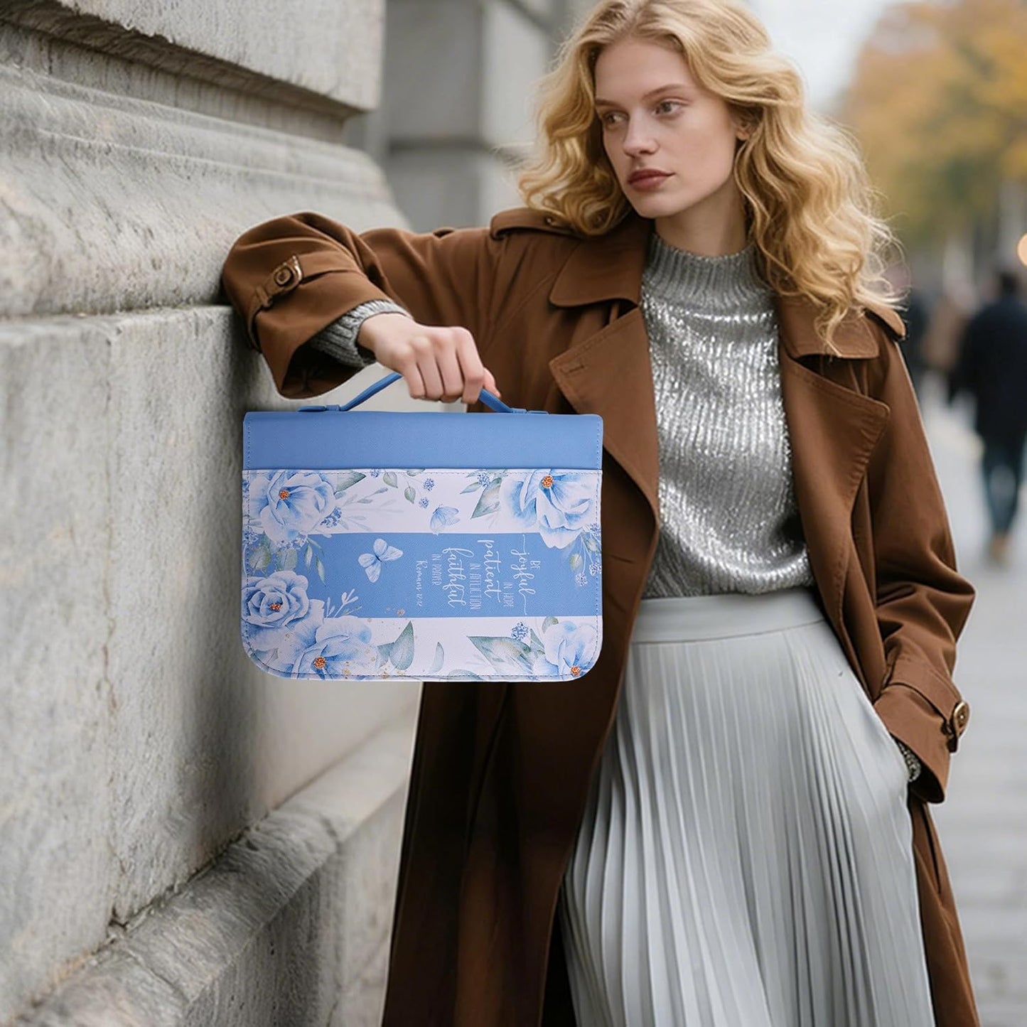 Bible Cover Case for Women PU Leather Woman Book Carrying Bag Bible Study Sipples Accessories with PU Bookmark Journaling Kit Christian Gifts