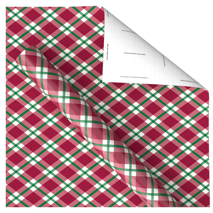 Red and Green Plaid Christmas Wrapping Paper, 160 Sq Ft, by