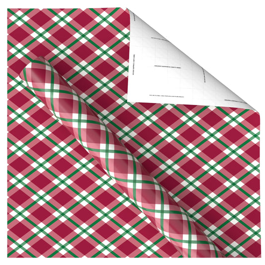 Red and Green Plaid Christmas Wrapping Paper, 160 Sq Ft, by