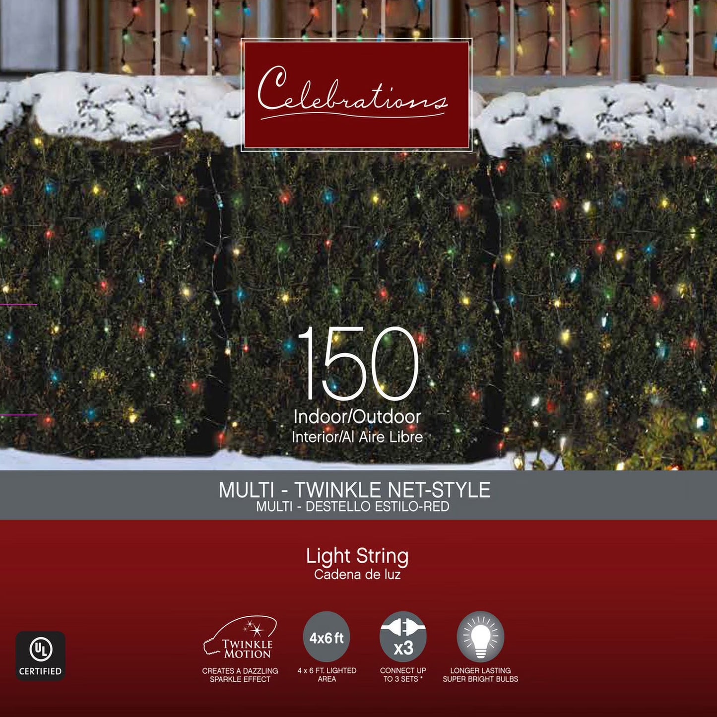 Incandescent Multicolored 150 Ct Net Christmas Lights 6 Ft.