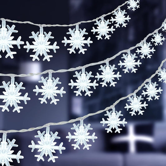 80 LED Christmas Lights, 32.8 Ft Snowflake String Lights Battery Operated Led Twinkle Lights, Winter Wonderland Room Decorations Lights for Xmas Home Bedroom Tree, Holiday Indoor/Outdoor Decor