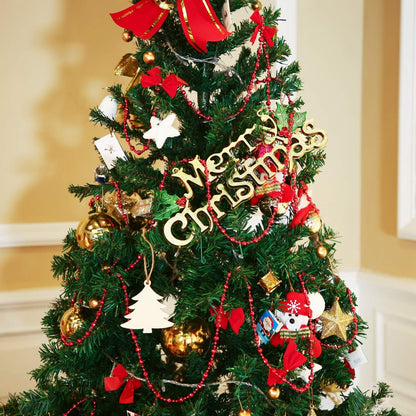 49 Ft Beaded Garland for Christmas Tree Plastic Artificial Pearl Strands String Beads Trim Roll Chain for Xmas DIY Craft Party Decoration Table Centerpiece Wedding Bouquet(Red)