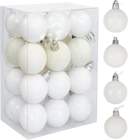 Christmas Ball Ornaments White Christmas Ornaments Small Christmas Tree Ornaments Set Shatterproof Christmas Hanging Decorations for Home