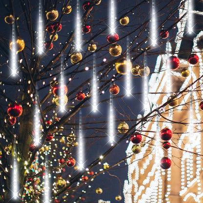 Christmas String Lights, 20 Inch 10 Tubes 540 LED Icicle Twinkle Meteor Shower Lights Outdoor for Christmas Halloween Holiday Party Home Decor, White