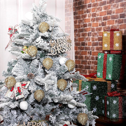 8 Pieces Christmas Ornaments Glitter Christmas Tree Hanging Decoration Decorative Artificial Pine Cones Flowers Hanging Ornaments for Winter Wreath Holiday Decor(Gold)