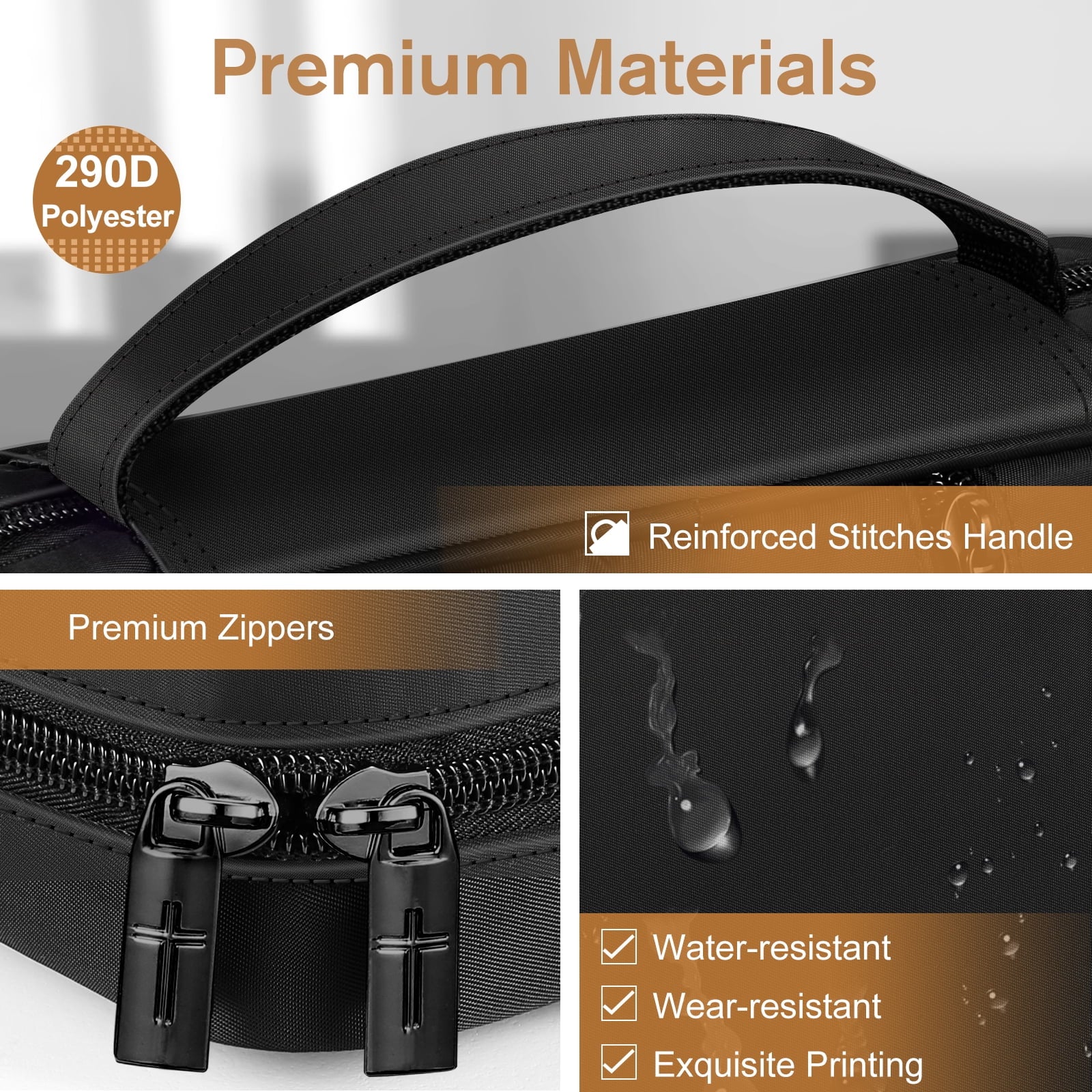 Bible Cover, Carrying Book Case Church Bag Bible Protective with Handle and Zippered Pocket, Perfect Gift for Men Women Father, Black