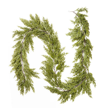 1 Pcs 6 Feet Christmas Cedar Garland Thick and Lush Realistic Artificial Cedar Garland Green Faux Cedar Pine Needles Garland for Christmas Winter Home Mantel Fireplace Holiday Party Decor