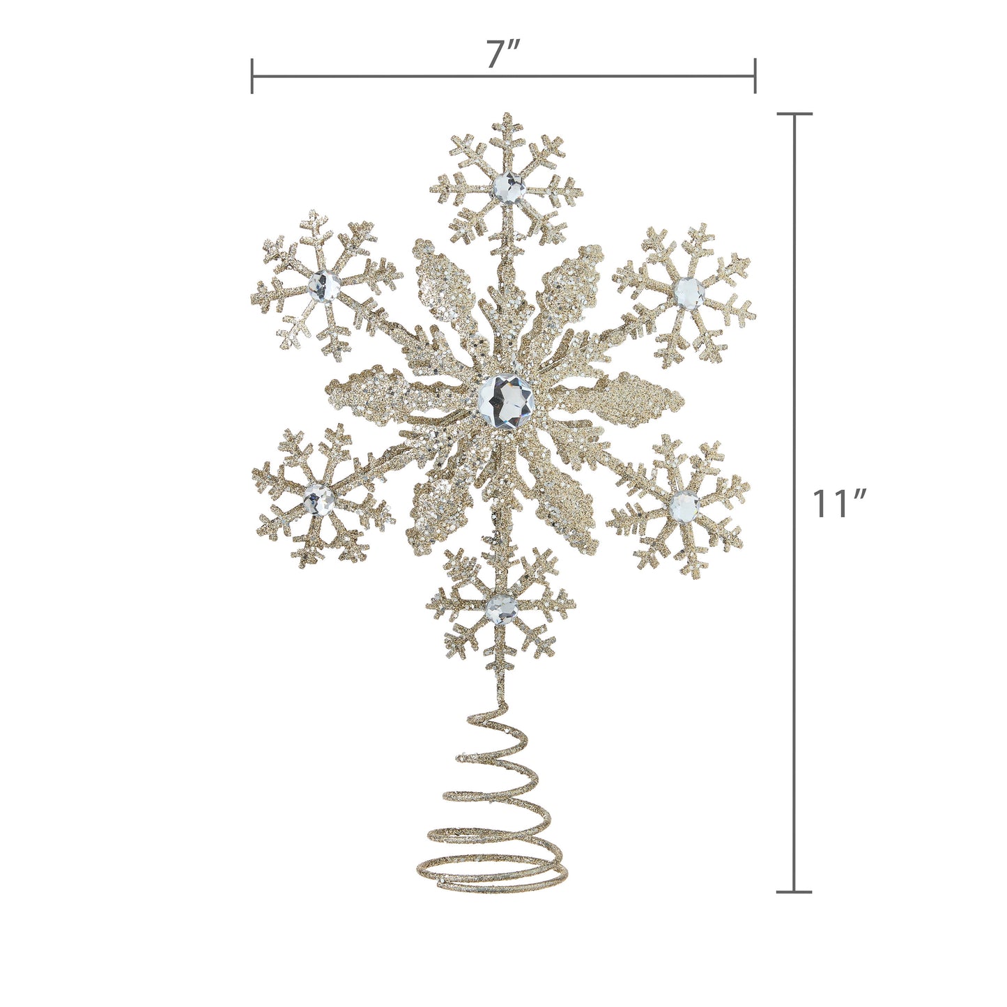 Metal Snowflake Christmas Tree Topper, Gold, 10.5", by