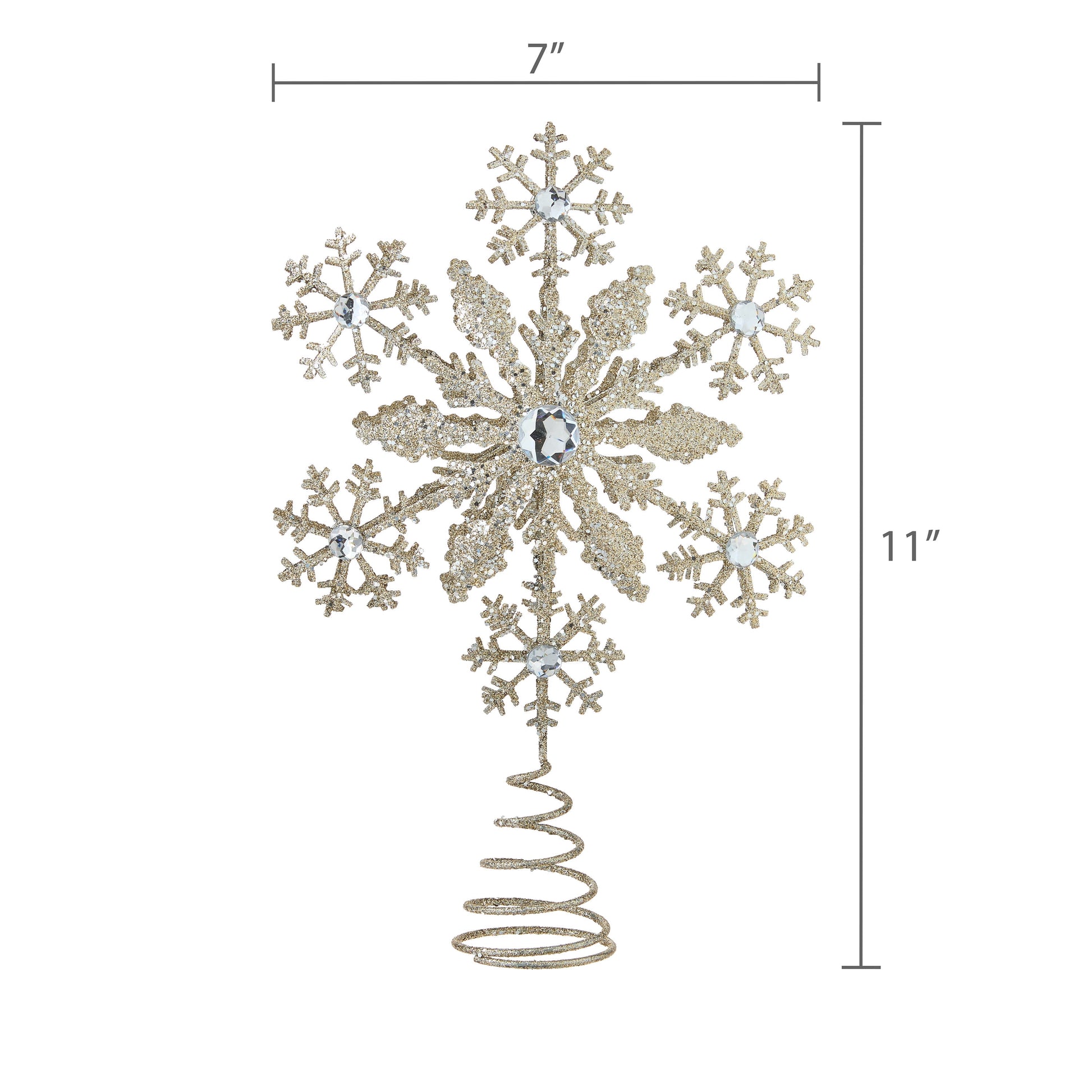 Metal Snowflake Christmas Tree Topper, Gold, 10.5", by
