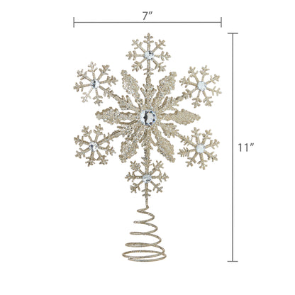 Metal Snowflake Christmas Tree Topper, Gold, 10.5", by