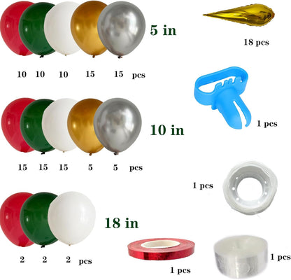 149Pcs Christmas Balloons Garland Kit with Gold Explosion Star Foil Balloons for Xmas Party or New Year Party Decorations