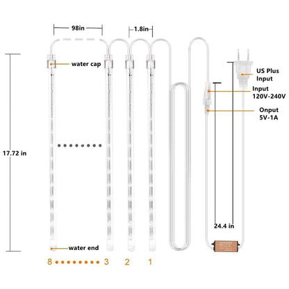 Christmas Lights, Meteor Shower Icicle String Lights, 18 Inches 10 Tubes 360 LED Christmas Lights Outdoor Dropping Lights, Hanging Falling Rain Lights Holiday Christmas Tree Lights, Blue