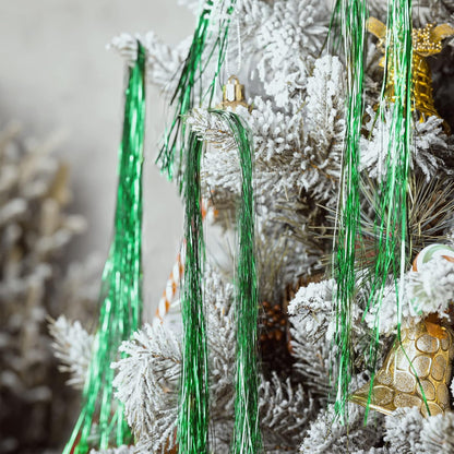 3000 Strands Christmas Tree Decorations Tinsel Garland Iridescent Tinsel Foil Fringe Icicles for Christmas Home Hair Decor Holiday Birthday Graduation Supplies (Green)