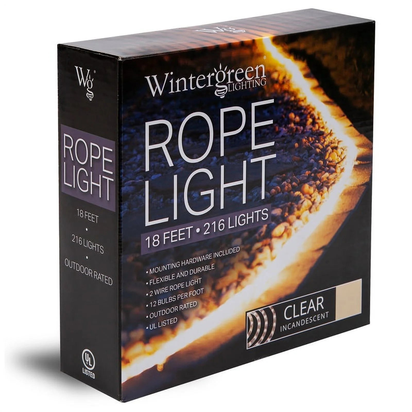 18 Ft. Clear Rope Light Kit, 216 Incandescent Lights, Ready-To-Install, Mounting Clips Included