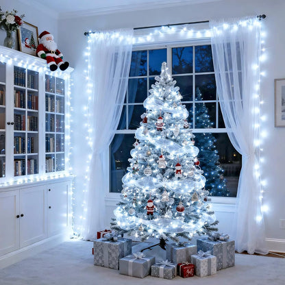 250 LED White Christmas Lights Indoor Outdoor, 91.5Ft Connectable Christmas String Lights 8 Modes, Clear Wire Twinkle String Light Plug in for Bedroom Wedding Garden Party Decoration