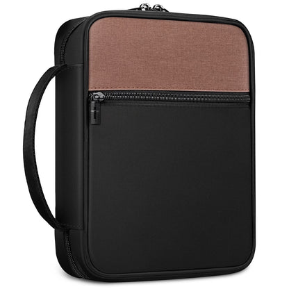 Bible Cover, Carrying Book Case Church Bag Bible Protective with Handle and Zippered Pocket, Perfect Gift for Men Women Father, Black & Brown