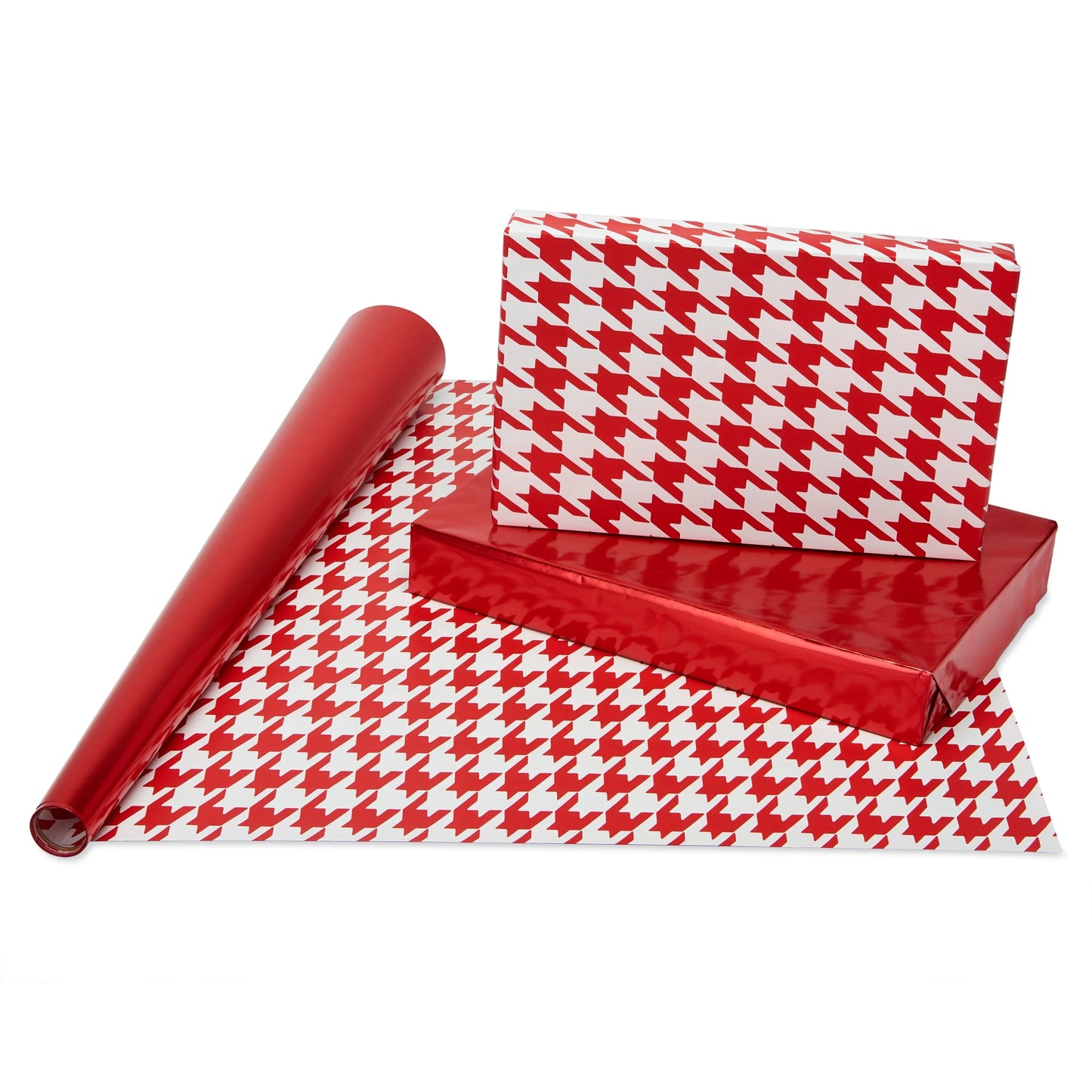 Reversible All-Occasion Wrapping Paper, Red and Gold Patterns (4 Rolls, 120 Sq. Ft)
