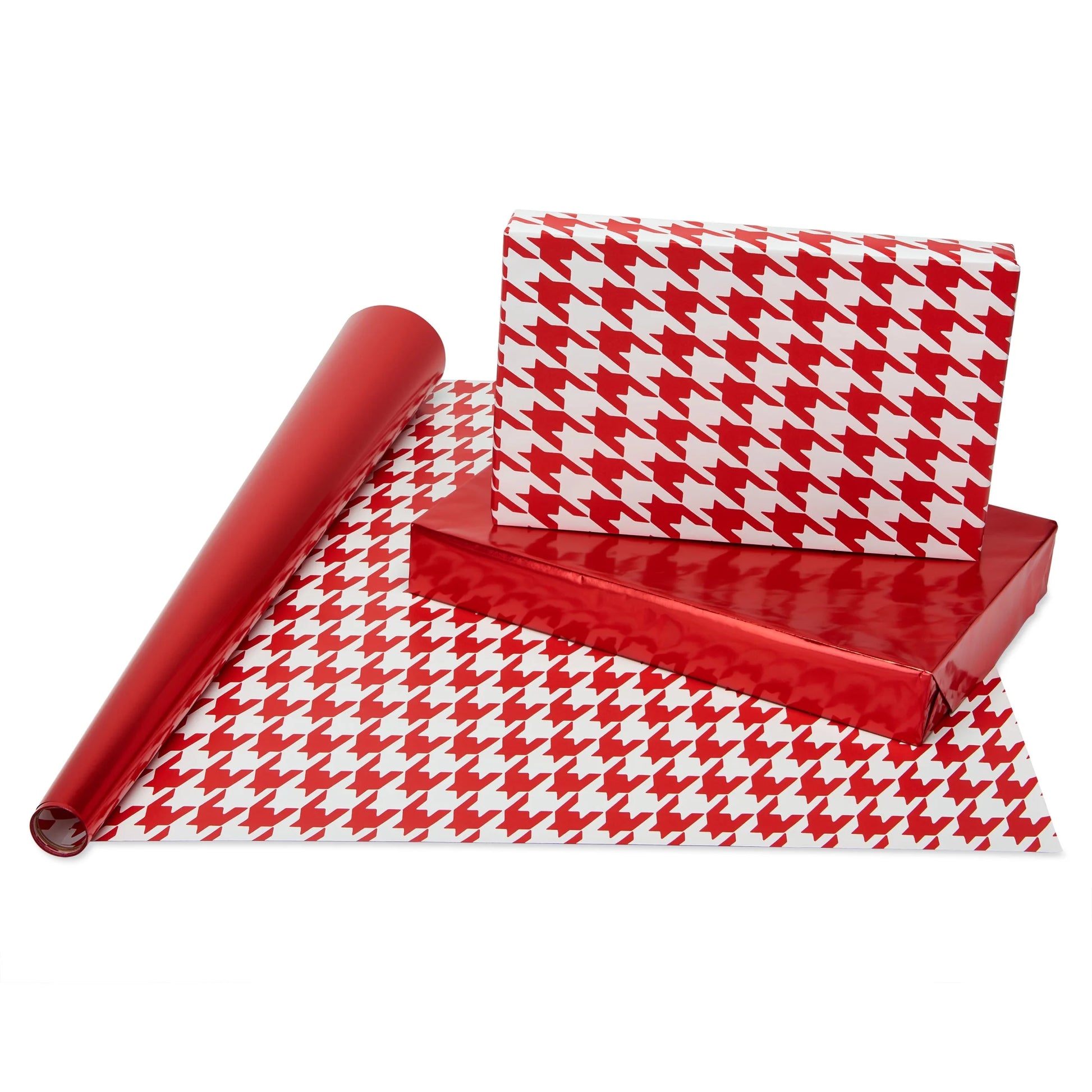 Reversible All-Occasion Wrapping Paper, Red and Gold Patterns (4 Rolls, 120 Sq. Ft)