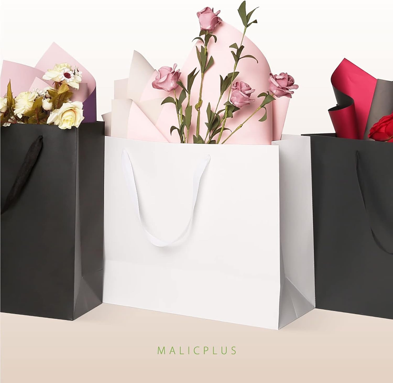 12 Extra Large Gift Bags 16X6X12 Inches, Luxury Matte White Large Gift Bags with Handles for All Occasion (Grain Textured Finish)