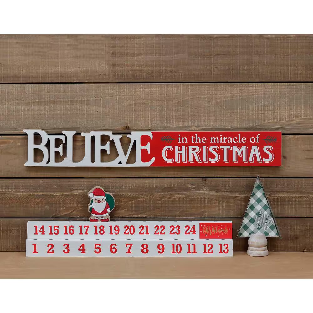 3.25 In. Wood Christmas Believe in the Miracle of Christmas Wall Plaque