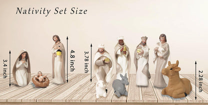 Nativity Sets for Christmas, 10 Pcs Nativity Scene Statues, Suitable for Religious Decor and Interior Home Decor