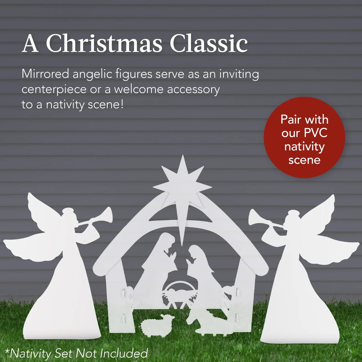 3Ft Set of 2 Christmas Angel Yard Decorations W/ Weather-Resistant PVC, 4 Stakes